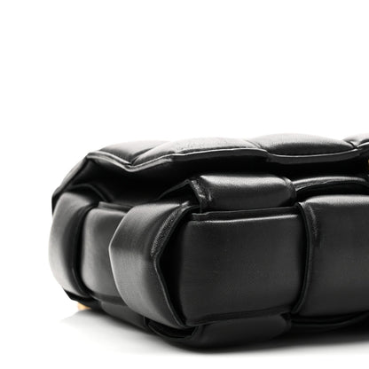 Lambskin Maxi Intreccio Padded Chain Cassette Crossbody Bag Black