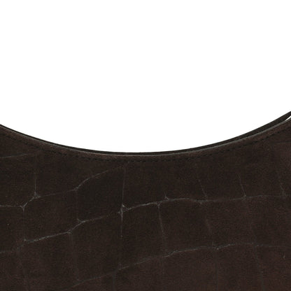 Suede Crocodile Embossed Le Bisou Dark Brown