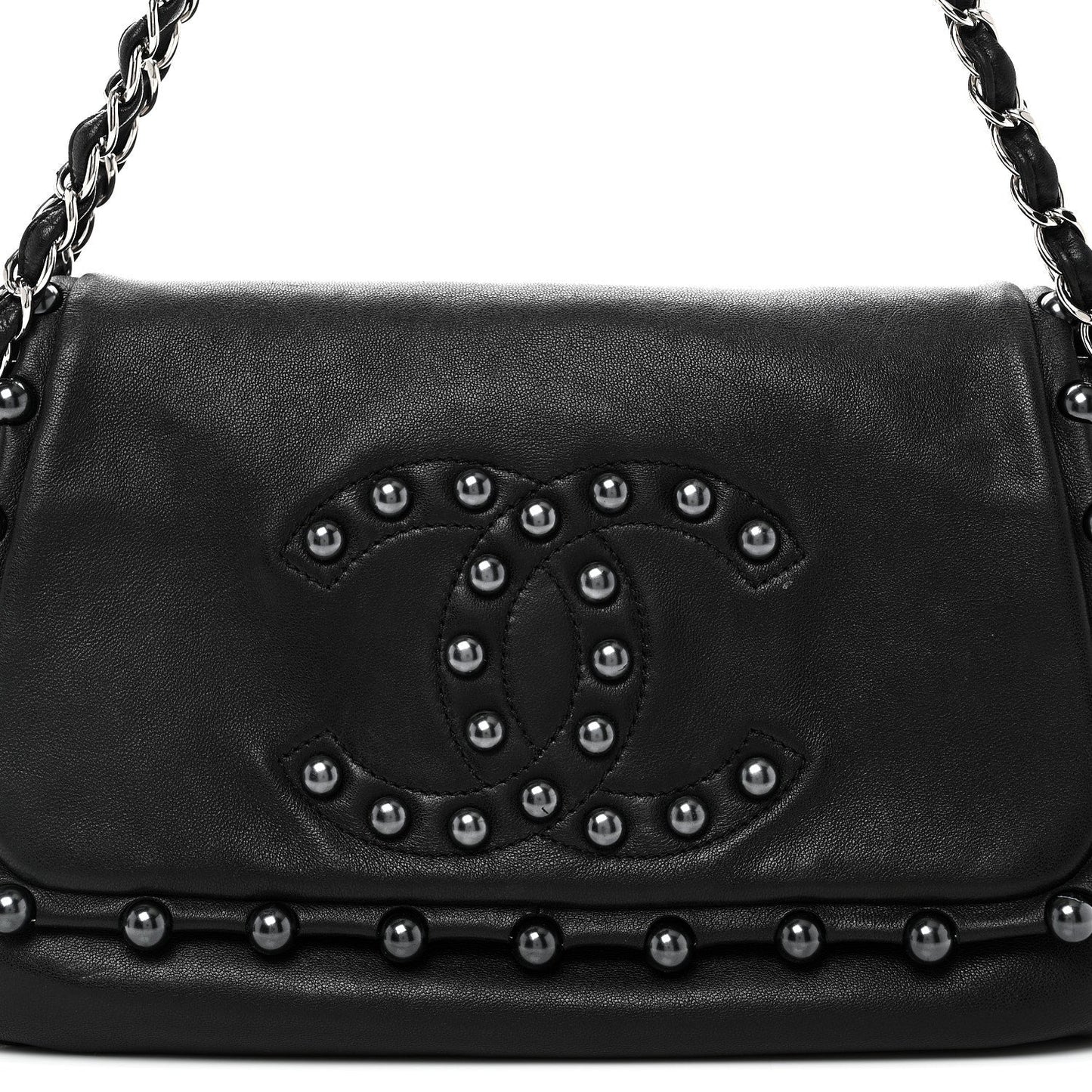 Lambskin Pearl Obsession Flap Black
