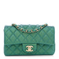 Iridescent Lambskin Quilted Mini Rectangular Flap Green