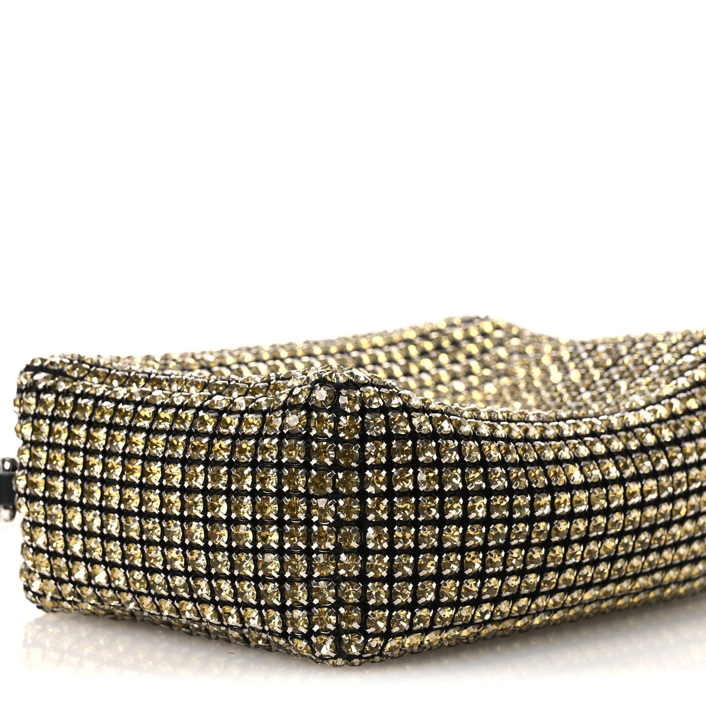 Mesh Crystal Rhinestone Medium Heiress Pouch Porcelain