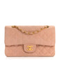 Canvas Quilted Small Double Flap Light Pink