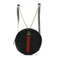 Grained Calfskin Web Mini Ophidia Round Shoulder Bag Black