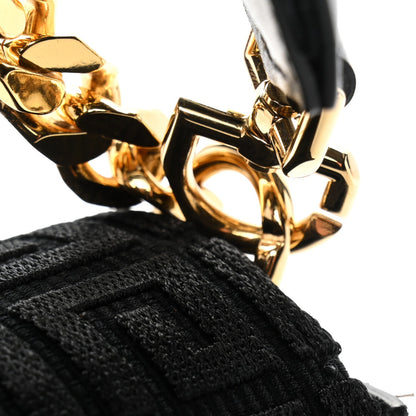 Canvas Woven Embroidered Small 4G Bag With Chain Black