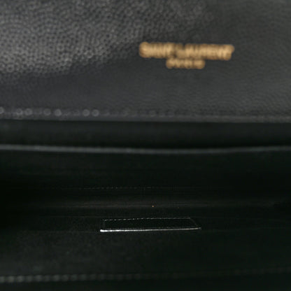 Grain De Poudre Matelasse Chevron Monogram Envelope Clutch Black