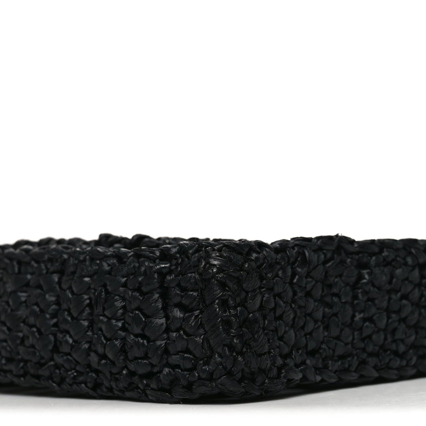 Yarn Raffia Effect Crochet Logo Embroidered Tote Bag Black