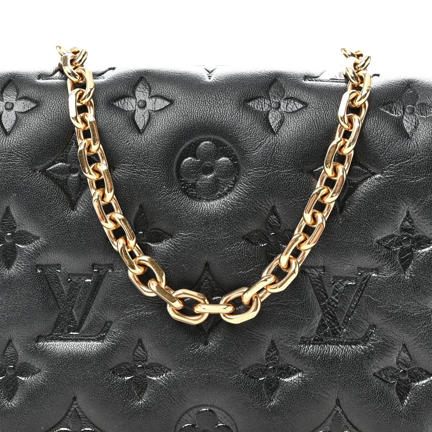 Lambskin Embossed Monogram Pochette Coussin Black