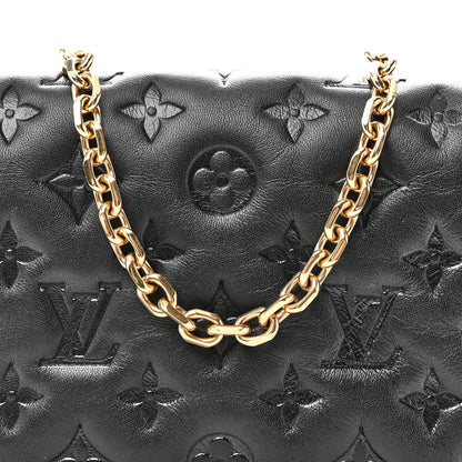Lambskin Embossed Monogram Pochette Coussin Black