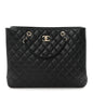 Caviar Quilted Large Shopping Tote Black
