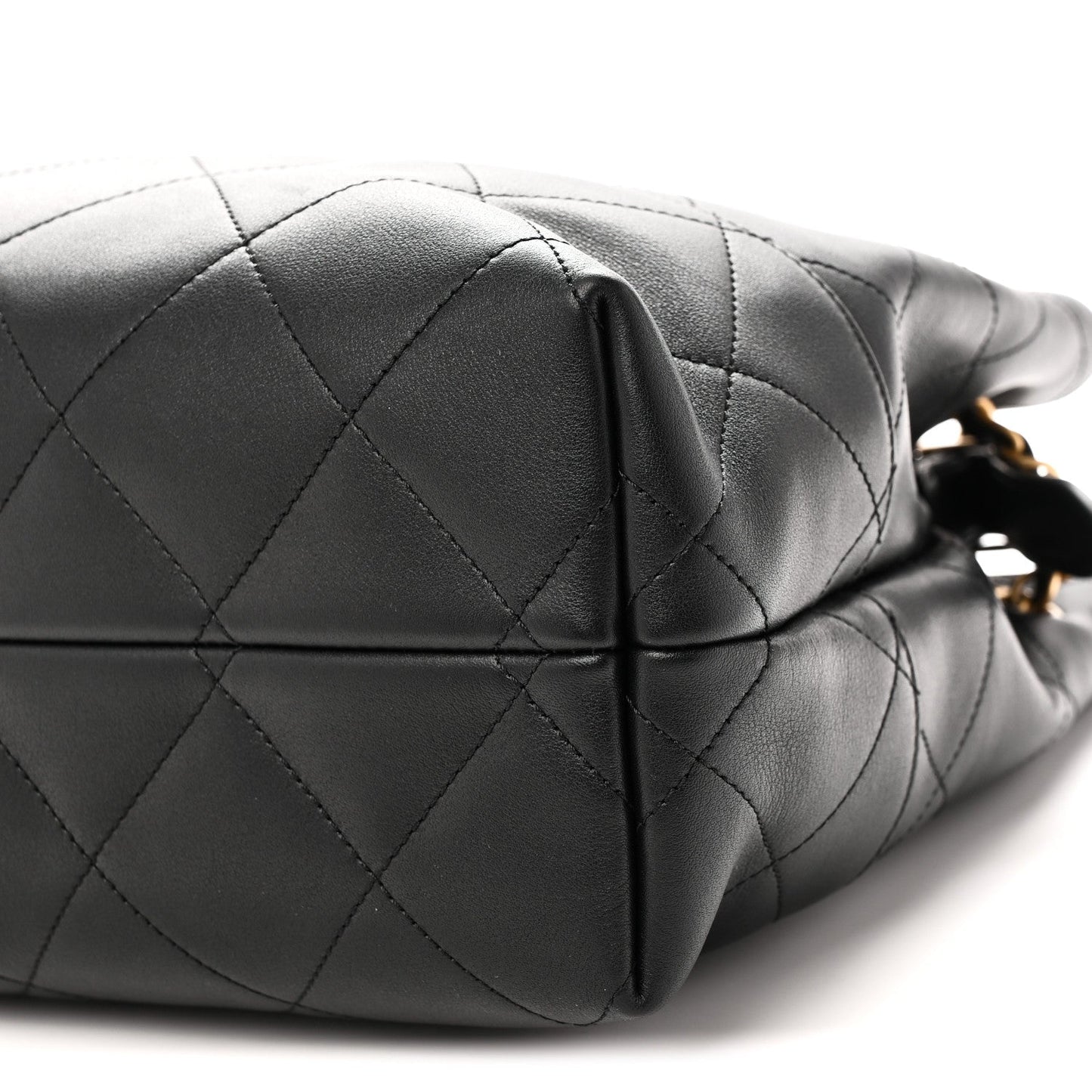 Calfskin Quilted Small Coco Base Shopping Bag Black