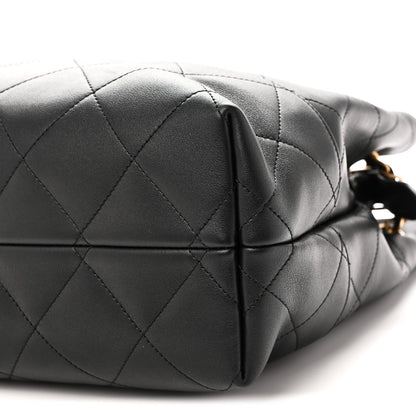 Calfskin Quilted Small Coco Base Shopping Bag Black