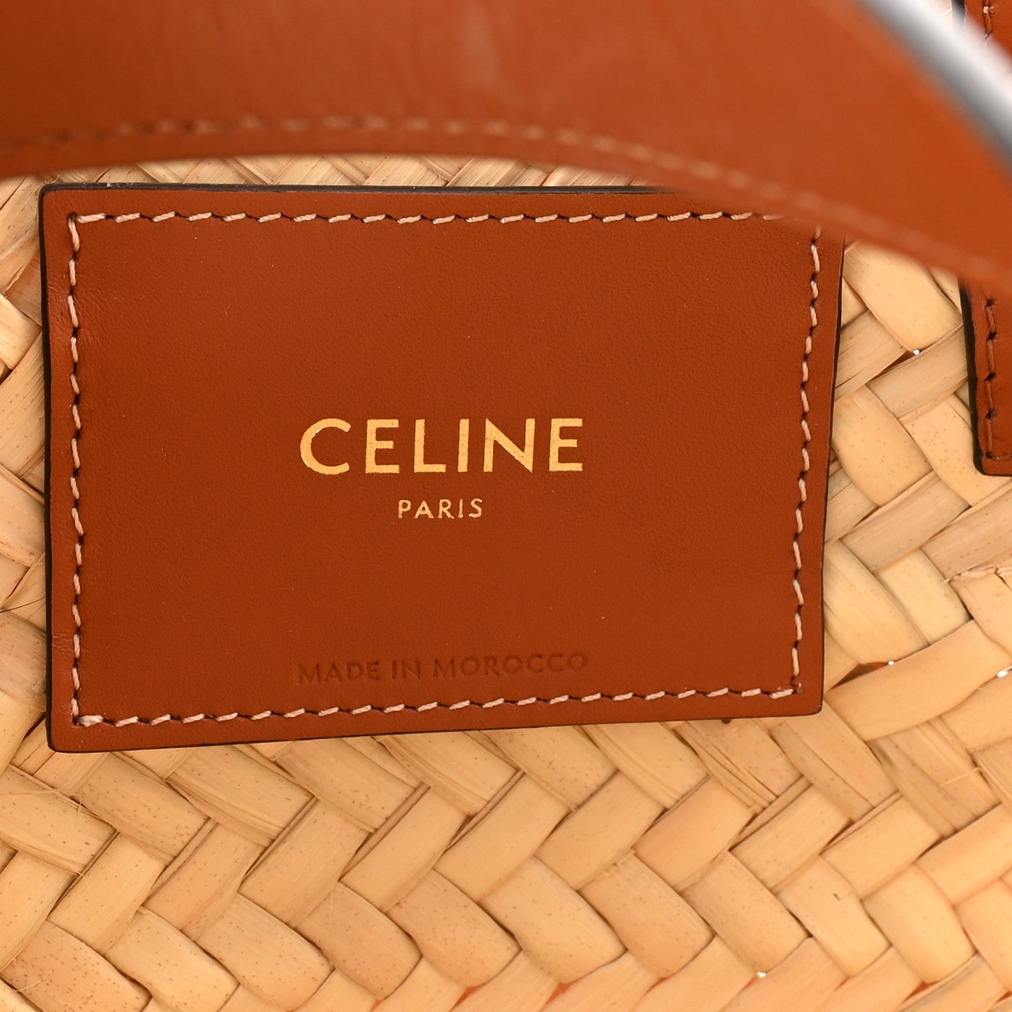 Raffia Calfskin Triomphe Teen Panier Tan