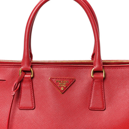 Saffiano Lux Large Double Zip Tote Fuoco