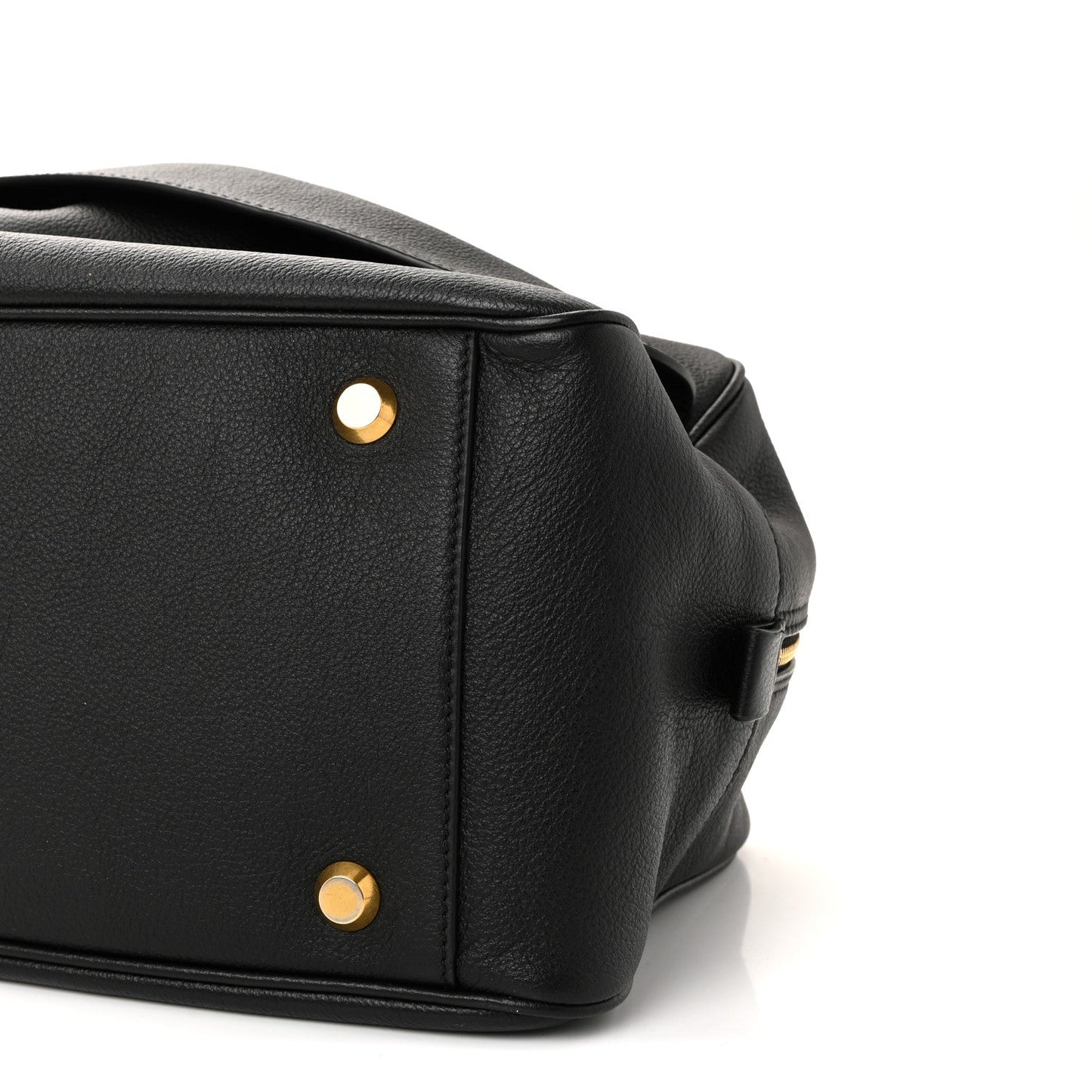 Grained Calfskin Medium Carrie Bowling Bag Black