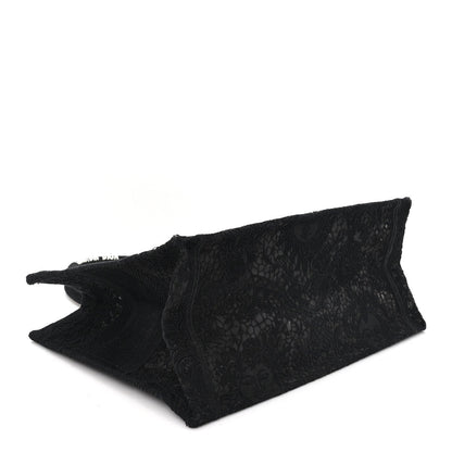 Canvas Embroidered Mesh Macrame Medium Toile de Jouy Soleil Book Tote Black