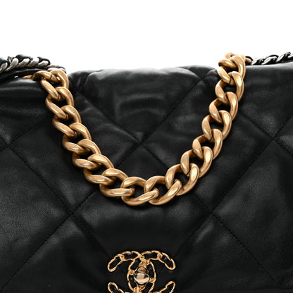 Goatskin Quilted Maxi Chanel 19 Flap Black