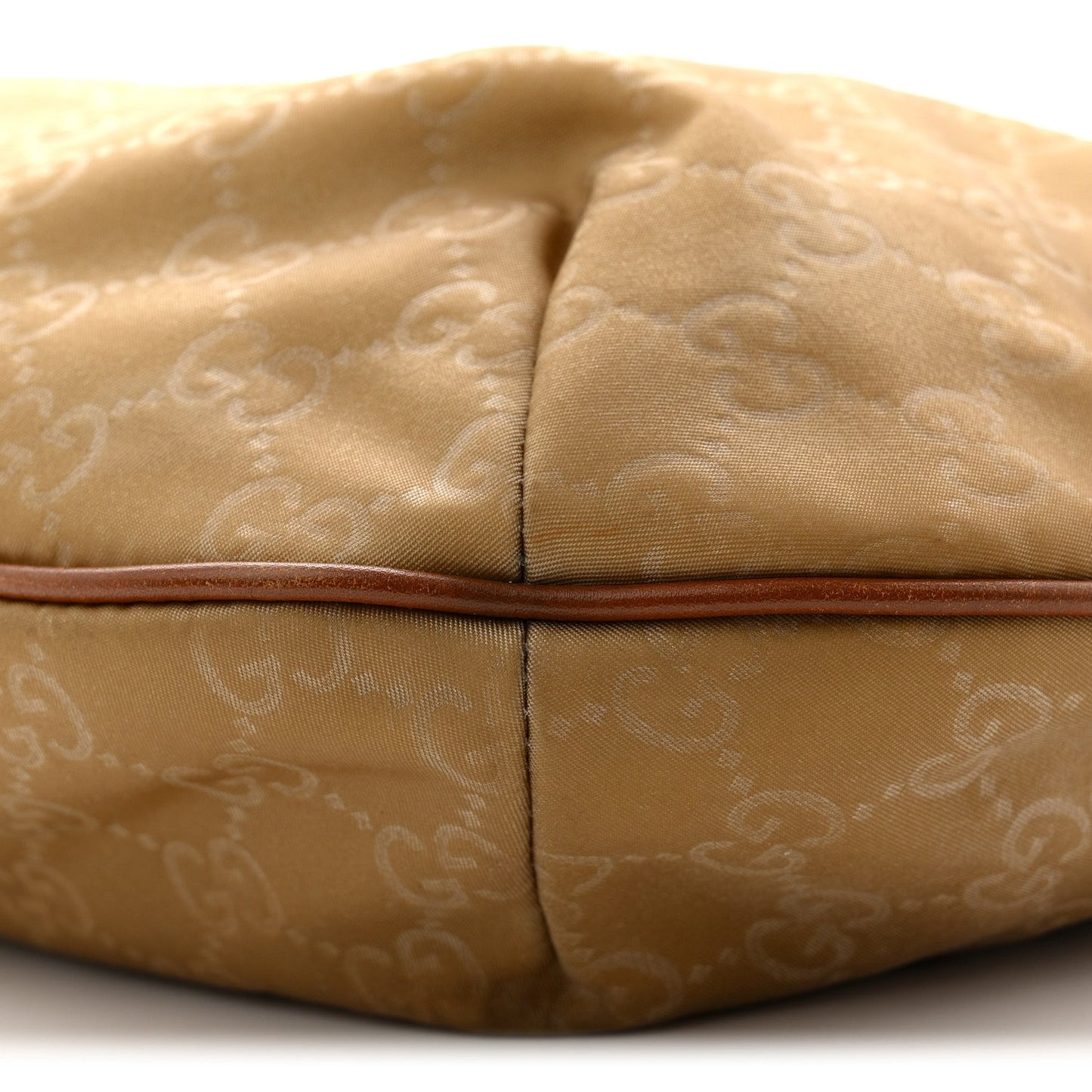 Nylon Monogram Web Medium Half Moon Hobo  Beige