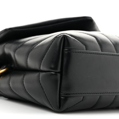 Calfskin Y Quilted Monogram Toy Loulou Crossbody Bag Black