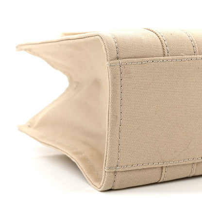 Cotton Canvas Colorblock Small The Traveler Tote Bag Beige Multicolor
