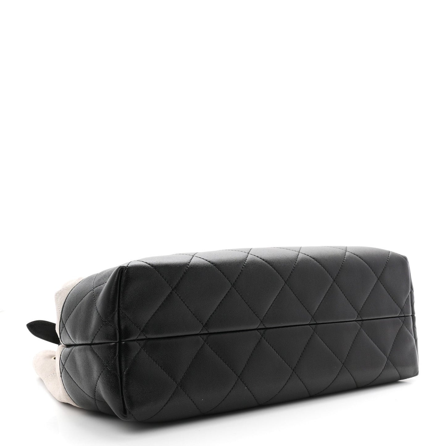 Suede Calfskin Shiny Lambskin Quilted Small Coco Base Shopping Bag Grey Black
