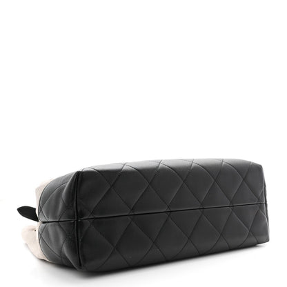 Suede Calfskin Shiny Lambskin Quilted Small Coco Base Shopping Bag Grey Black
