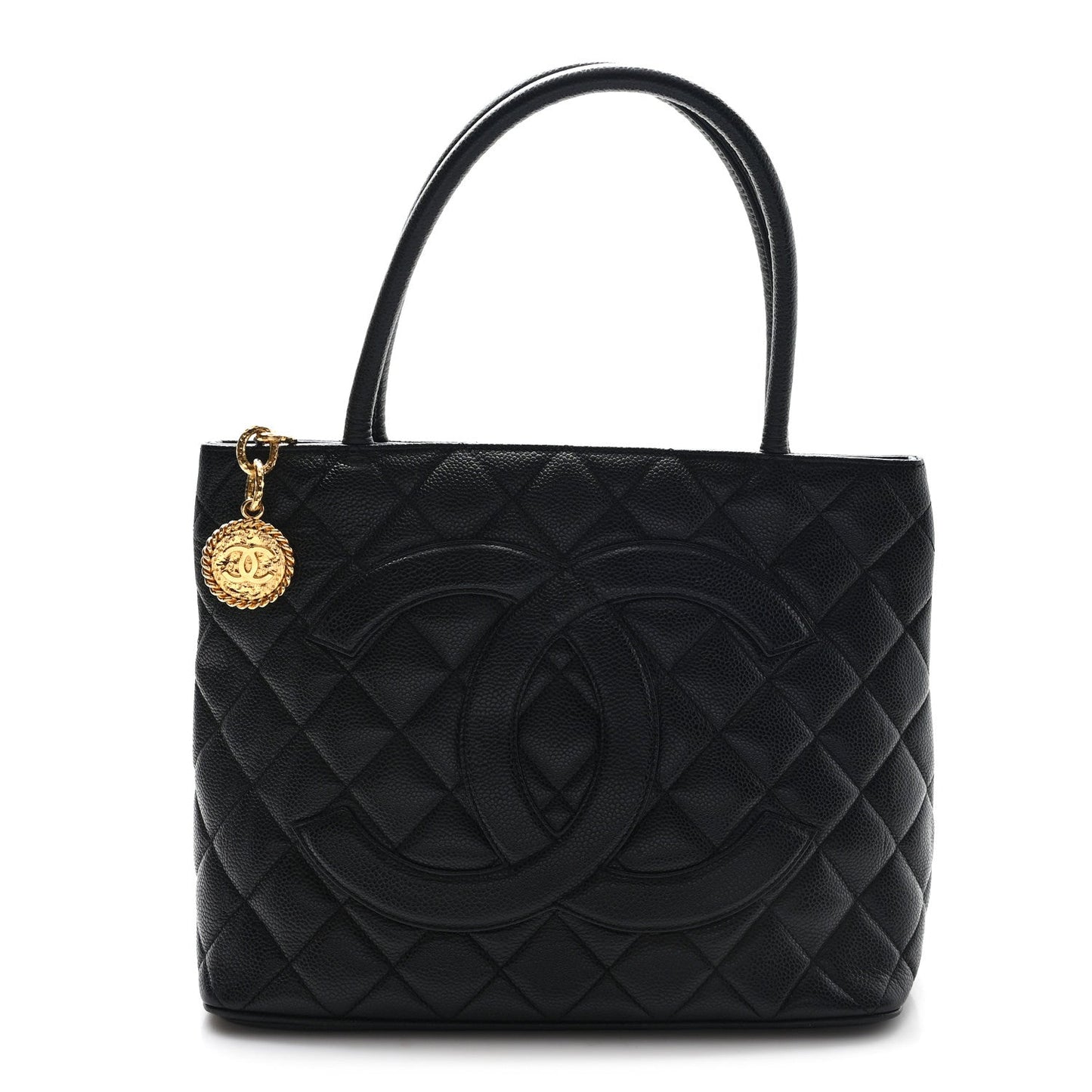 Caviar Quilted Medallion Tote Black