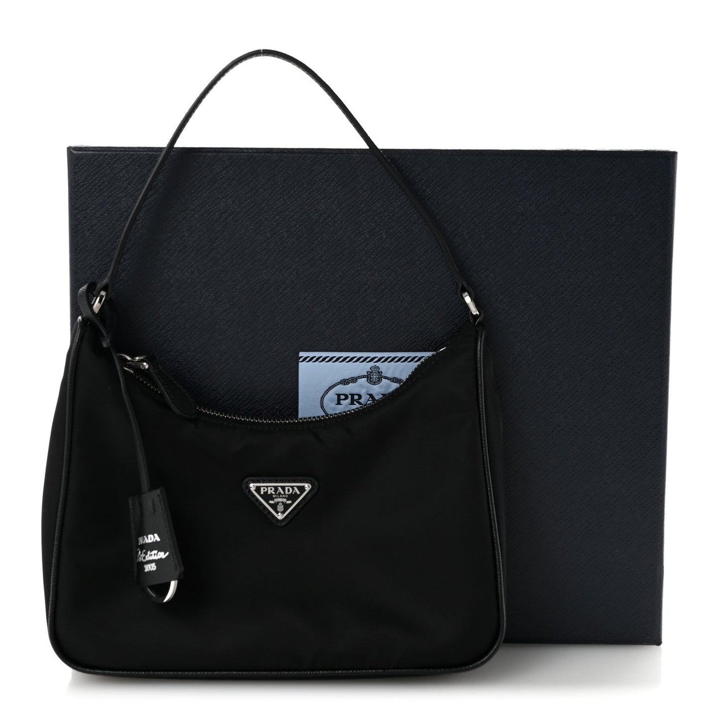 Tessuto Nylon Saffiano Mini Re-Edition 2005 Bag Black