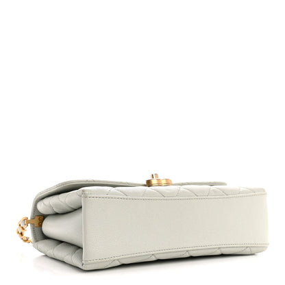 Caviar Quilted Medium Carry Me Top Handle Flap Light Blue