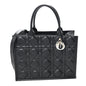 Calfskin Macro Cannage Medium Book Tote Black