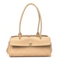 Grained Calfskin Stitched Urban Essentials Small Shopping Bag Beige