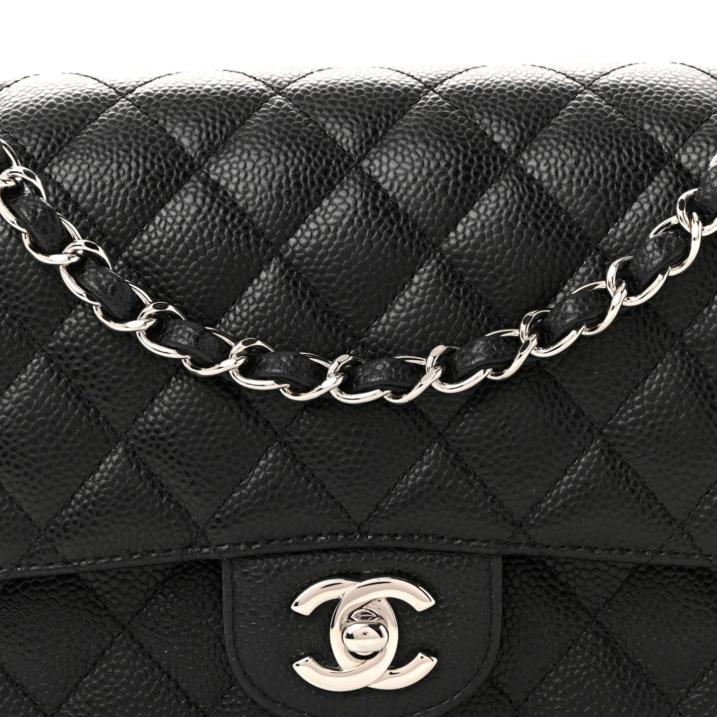Caviar Quilted Medium Double Flap Black