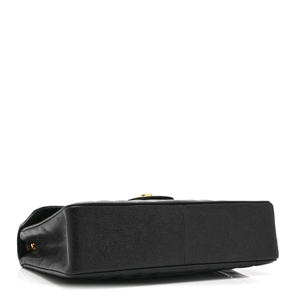 Caviar Vertical Quilted Jumbo Single Flap Black