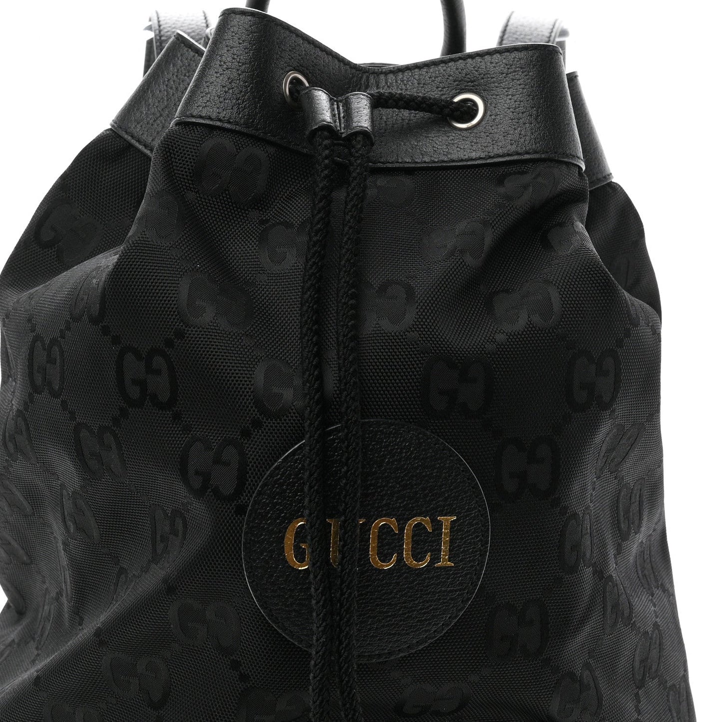 Econyl Nylon Monogram Off The Grid Drawstring Bucket Backpack Black