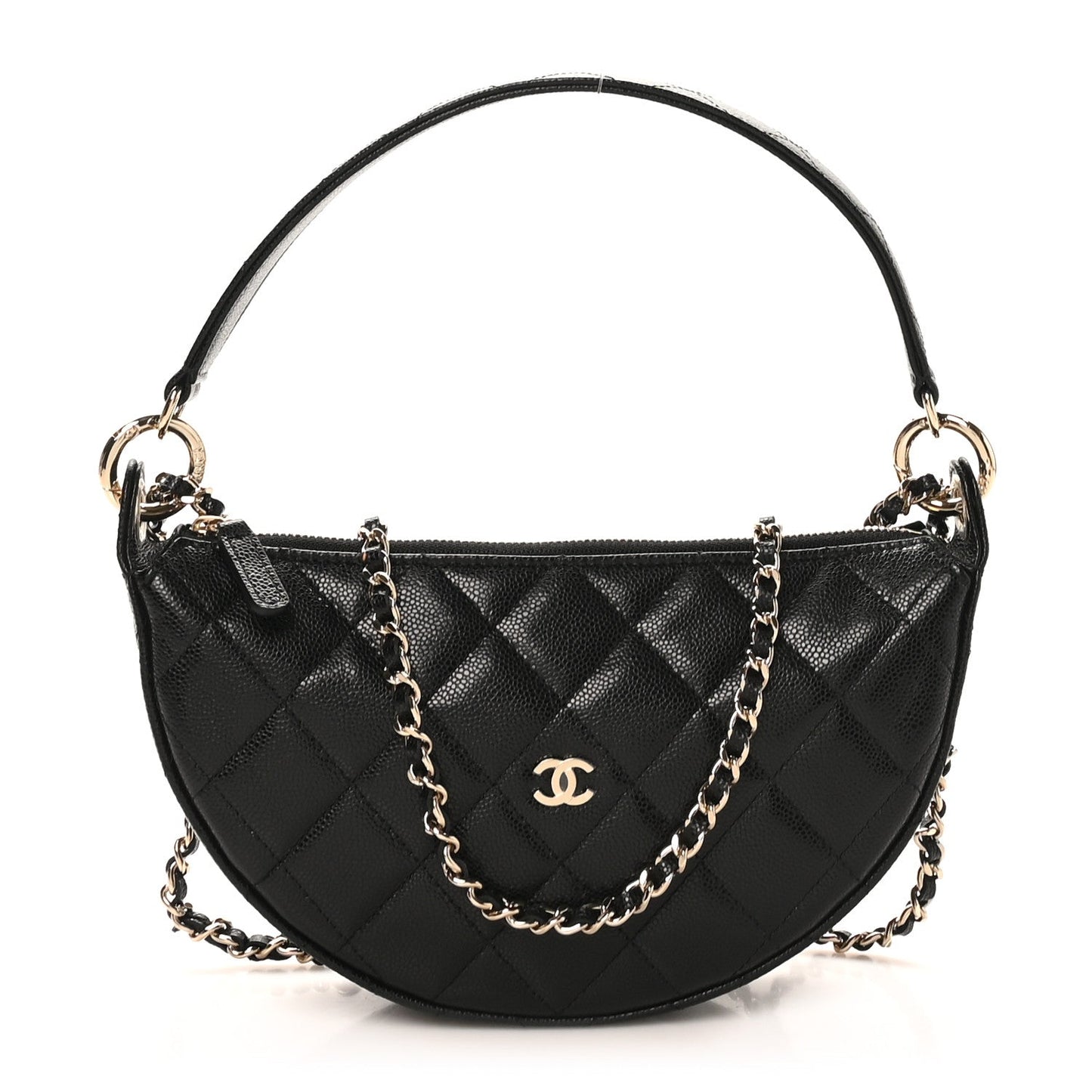 Caviar Quilted Clutch With Chain Black