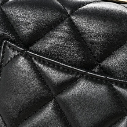 Lambskin Quilted Small Trendy CC Dual Handle Flap Bag Black