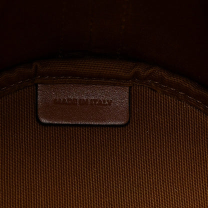 Triomphe Canvas Calfskin Small Drawstring Bucket Bag Tan