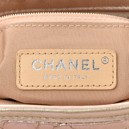 Iridescent Aged Calfskin Quilted Small Gabrielle Hobo Light Pink