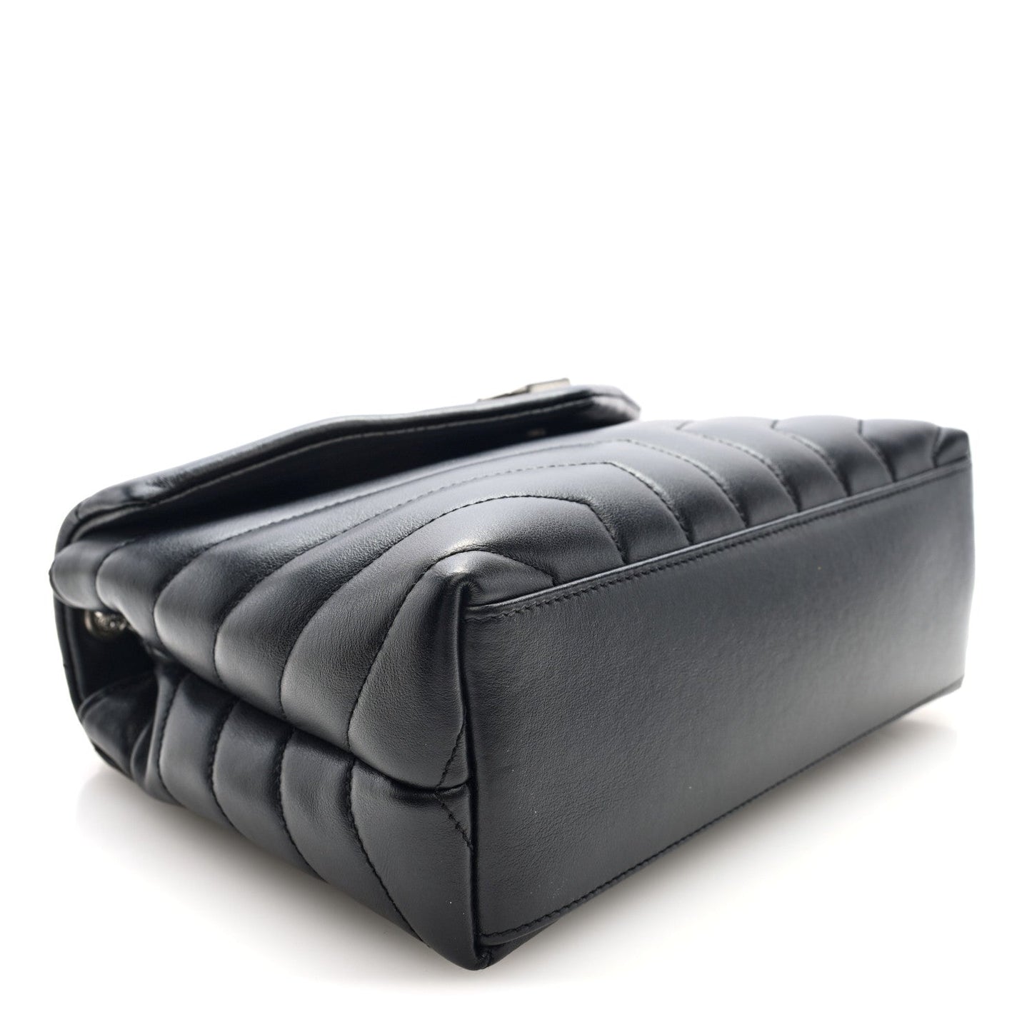 Calfskin Y Quilted Monogram Small Loulou Chain Satchel Black
