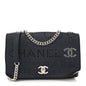 Calfskin Tweed Eyelet Flap Bag Navy