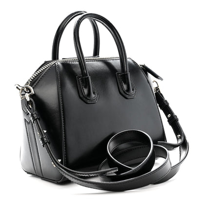 Shiny Lord Calfskin Mini Antigona Black