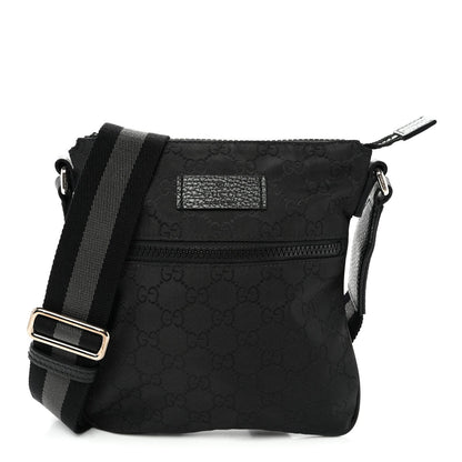 Nylon Monogram Mini Flat Messenger Bag Black