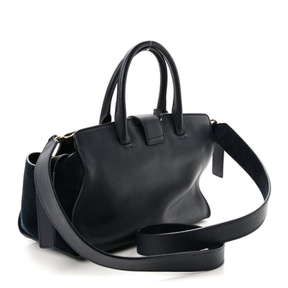 Calfskin Suede Small Monogram Downtown Cabas Navy Blue
