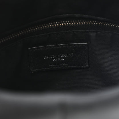 Lambskin Quilted Small Loulou Puffer Monogram Chain Satchel Black
