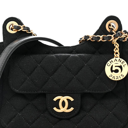 Jersey Quilted Small Wavy CC Hobo Black