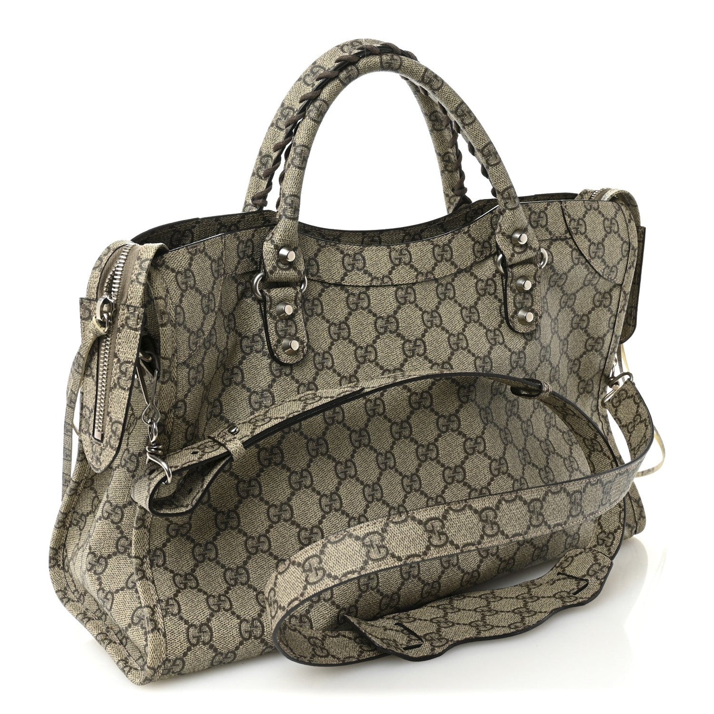 X GUCCI GG Supreme Monogram Neo Classic Silver Hardware City Beige Ebony