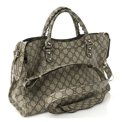 X GUCCI GG Supreme Monogram Neo Classic Silver Hardware City Beige Ebony