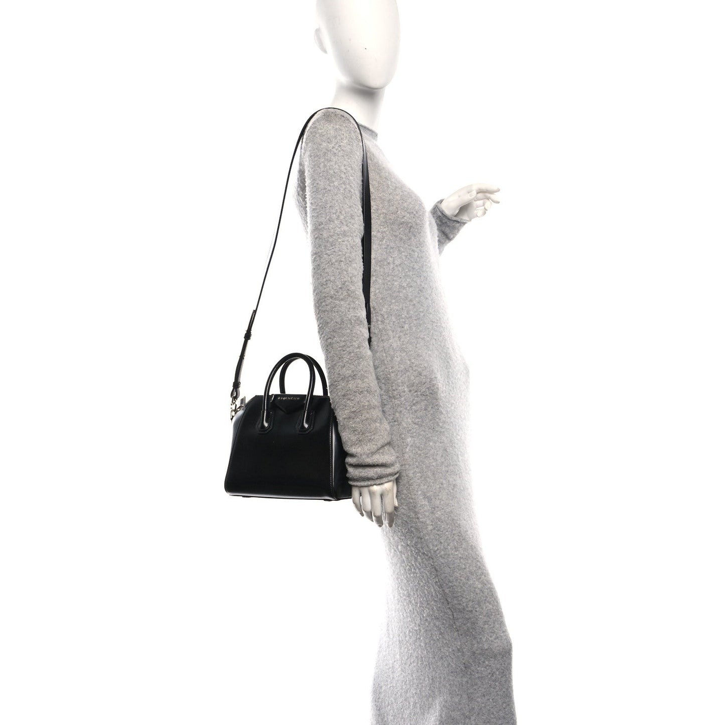Shiny Lord Calfskin Mini Antigona Black