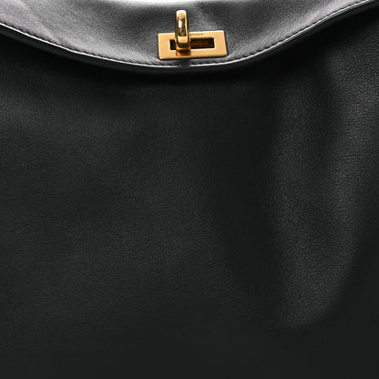 Natural Smooth Calfskin Mini Rodeo Top Handle Handbag Black