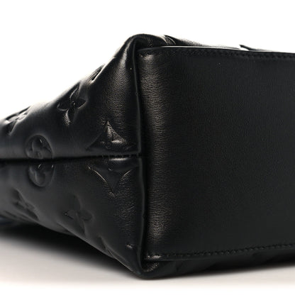 Lambskin Embossed Monogram Coussin Hobo MM Black