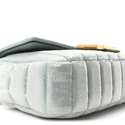 Sequin Paillettes Nappa Baguette Light Blue